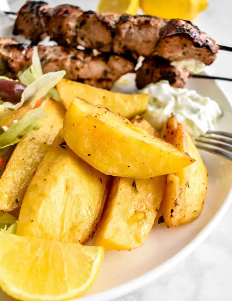 Souvlaki with Lemon Potatoes at K Motel & Steakhouse Restaurant in Swift Current, SK